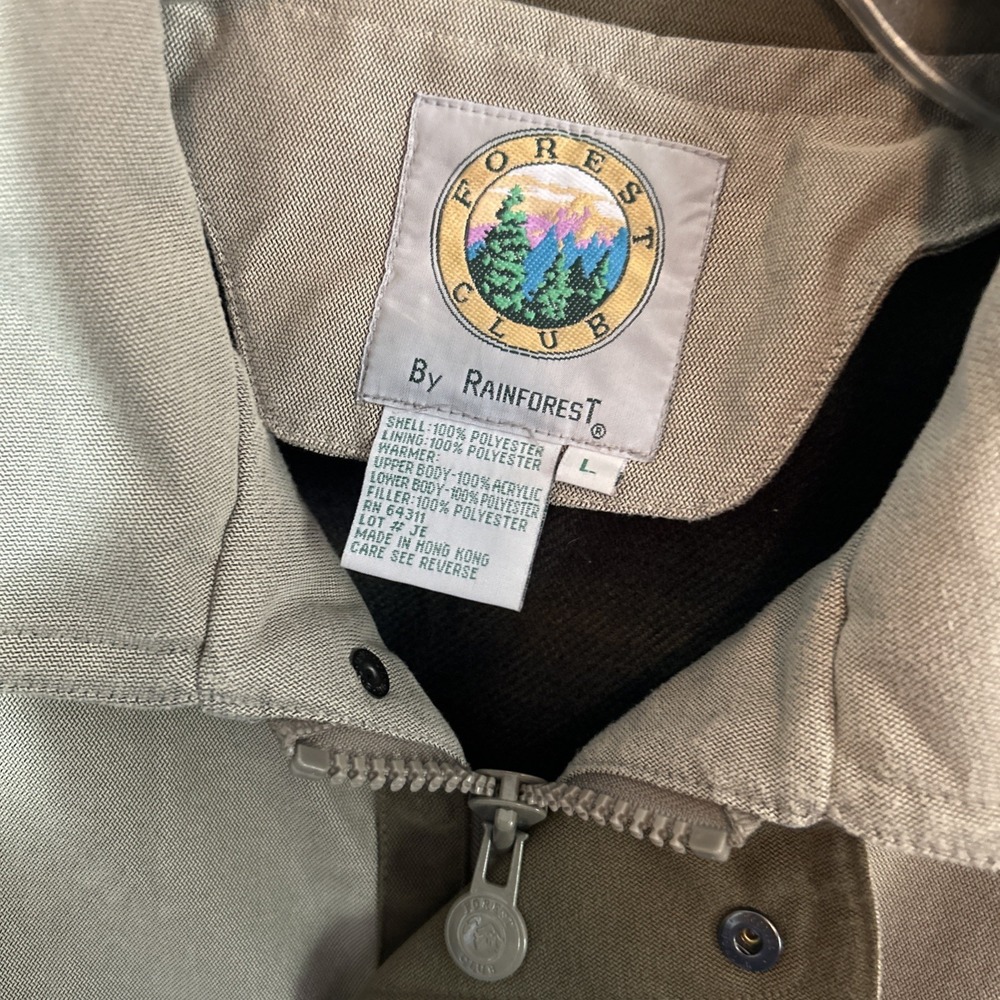 Forest Club Large Tan Canvas Bomber Jacket By Rainforest - Picture 2 of 6